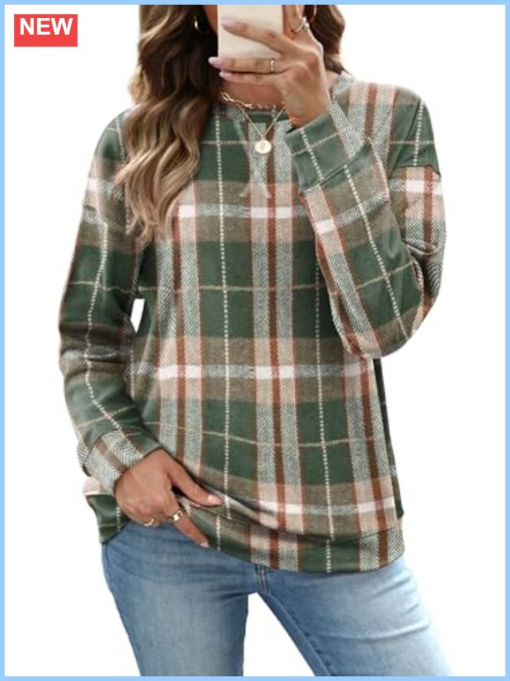 RUMIA Women's Crew Neck Sweatshirt Long Sleeve Pullover Fall Top